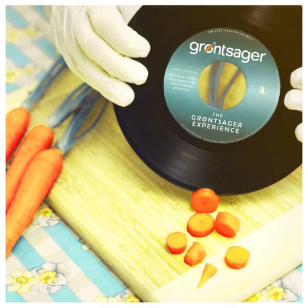 The Grøntsager Experience cover art. The EP contains remixes of "Grøntsager", the track originally made without any synthesizer or Drum Machine, which has been remixed by various underground electronic music producers such as Resonanz Kreis, Rich Machines, Atroxity, and Trash Kramp.