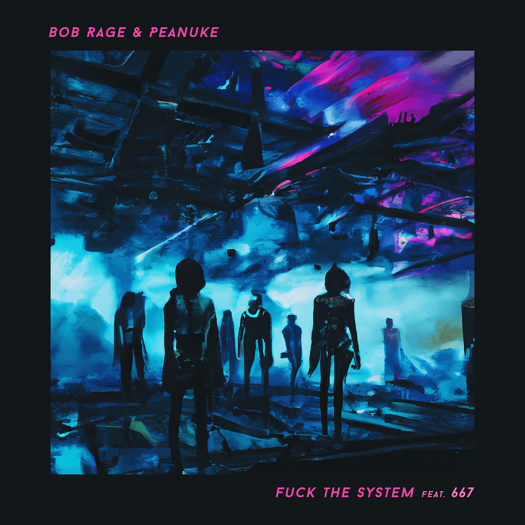 Bob Rage & Peanuke's "Fuck the System" cover art. Electro / Techno EP featuring 667 and remixes by CO-PILOT, Eich and Il Leprotto. It contains Electro, Techno and Alternative influences and sees the participation of 667, lead vocalist of DUVALIER (Red Eyes Dischi), who wrote and interpreted the lyrics. The track has been released by the label theDustRealm Music on September 21st, 2023, as a renewed 23 EQ version in an EP containing other reworks. You can listen to the original version of the track on the compilation theDustRealm 15. Fuck the System EP will also contain an Electronica/Breakbeat remix by producer and drummer CO-PILOT, a Techno and House influenced remix by Eich, another Techno-style remix by producer Il Leprotto, alongside an instrumental version of the song Fuck the System (23 EQs).